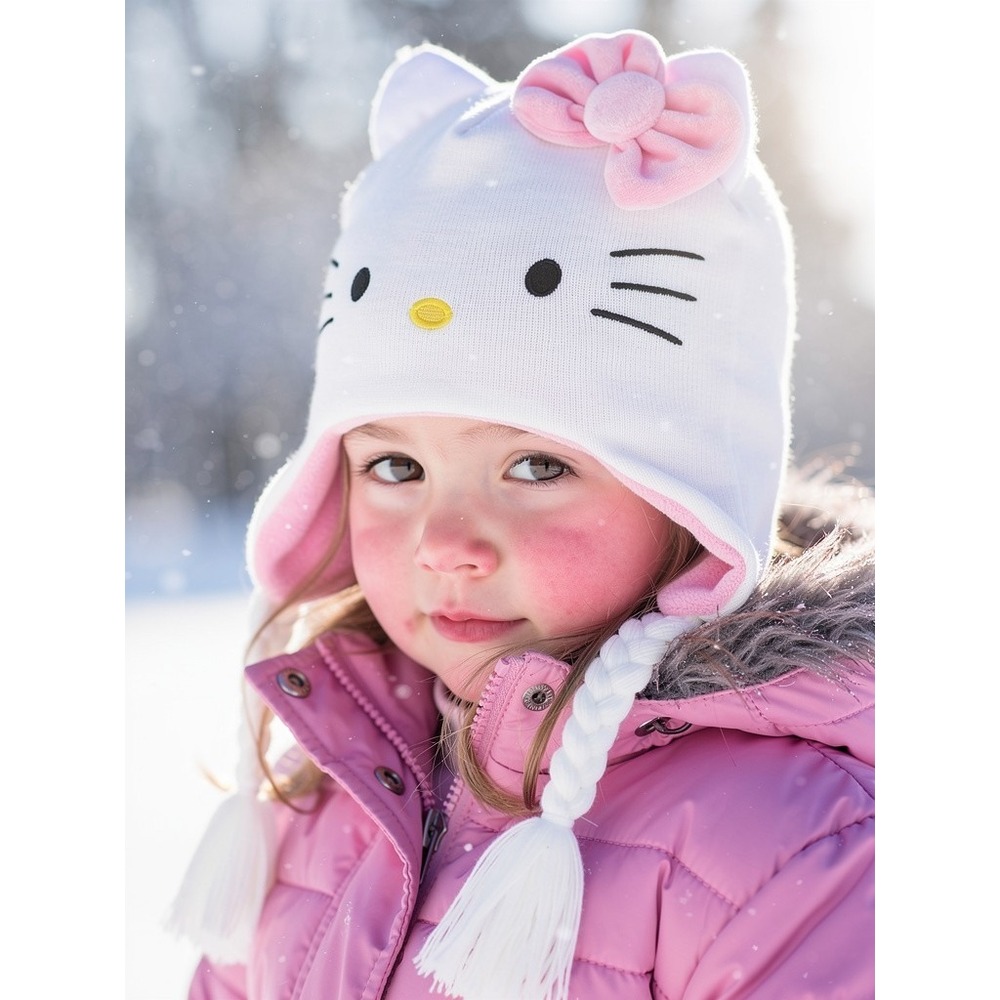 Hello Kitty Pink Bow Big Face Peruvian Unisex Beanie One‎ Size NWT